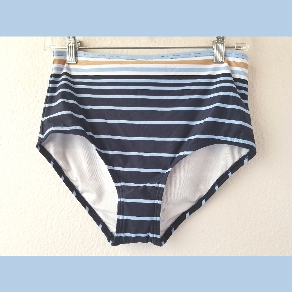 MICHAEL Michael Kors NWT Striped HW Swim Bottom Lg